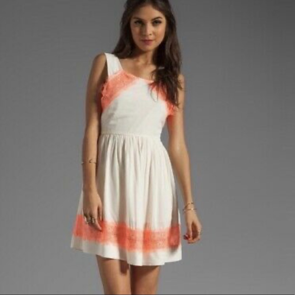 White with Orange Lace Free People Sundress